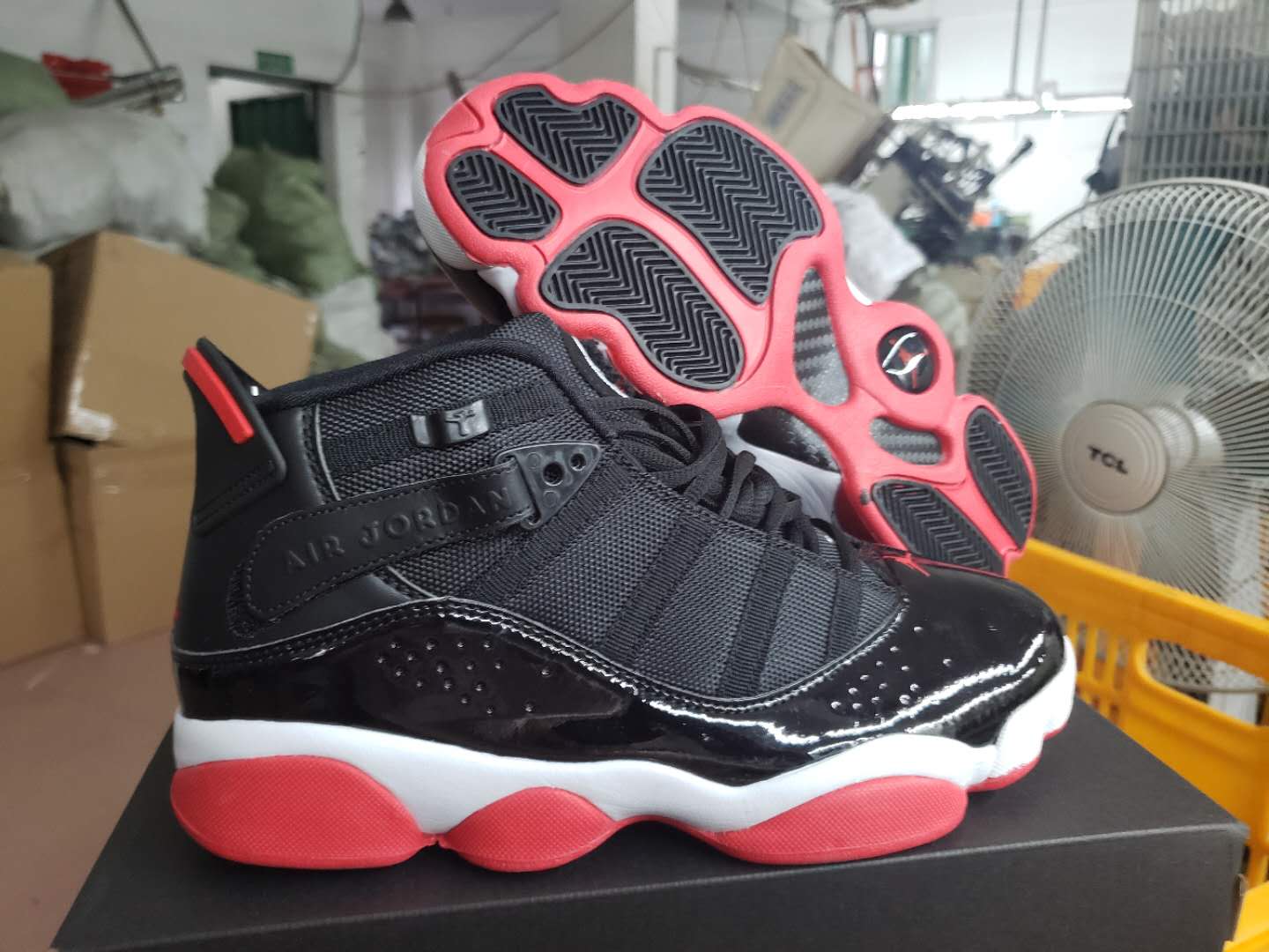 Air Jordan Six Rings of AJ11 Black Red Shoes - Click Image to Close